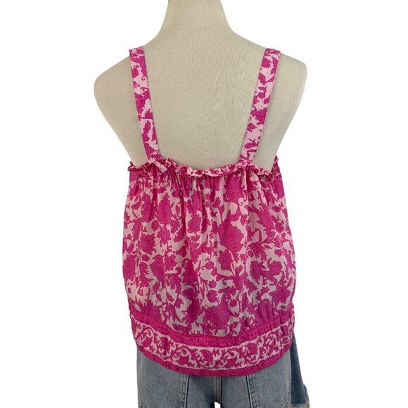 J. Crew Top Women's Small Button Front Tank Adjustable Strap Rosebud Floral Pink - Picture 7 of 15